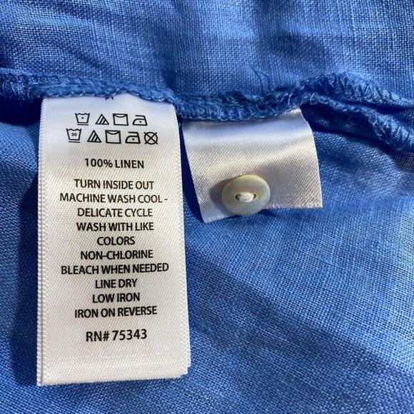 Sigrid Olsen Blue 100% Linen Sleeveless Collared Button Front Work Blouse Med - Picture 5 of 5